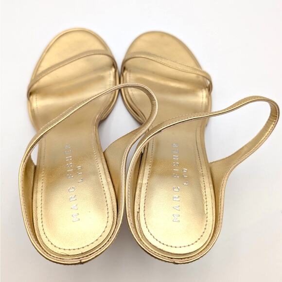 Marc Fisher LTD Alonde Slide Sandal Open Toe Women's Gold Size US9M EU39.5 - Picture 7 of 10